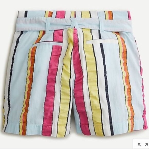 J. Crew Paper Bag Seersucker Stripe Ribbon Shorts Size 10 - Picture 5 of 14